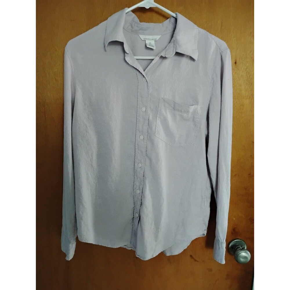 H&M Lavender Linen Blend Button Down Shirt Casual Relaxed Old Money Size Small